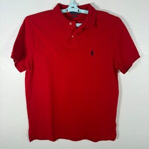 Polo Ralph Lauren Shirt Mens Large Red Custom Slim Fit Short Sleeve Pony Logo
